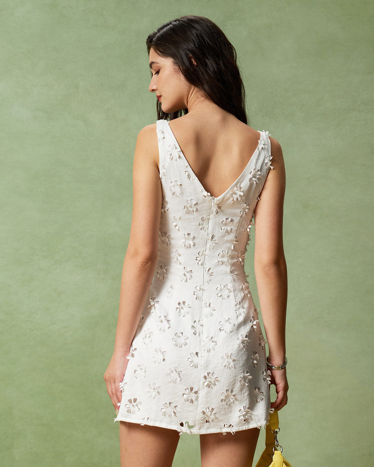 White Textured Boat Neck Sleeveless Mini Dress