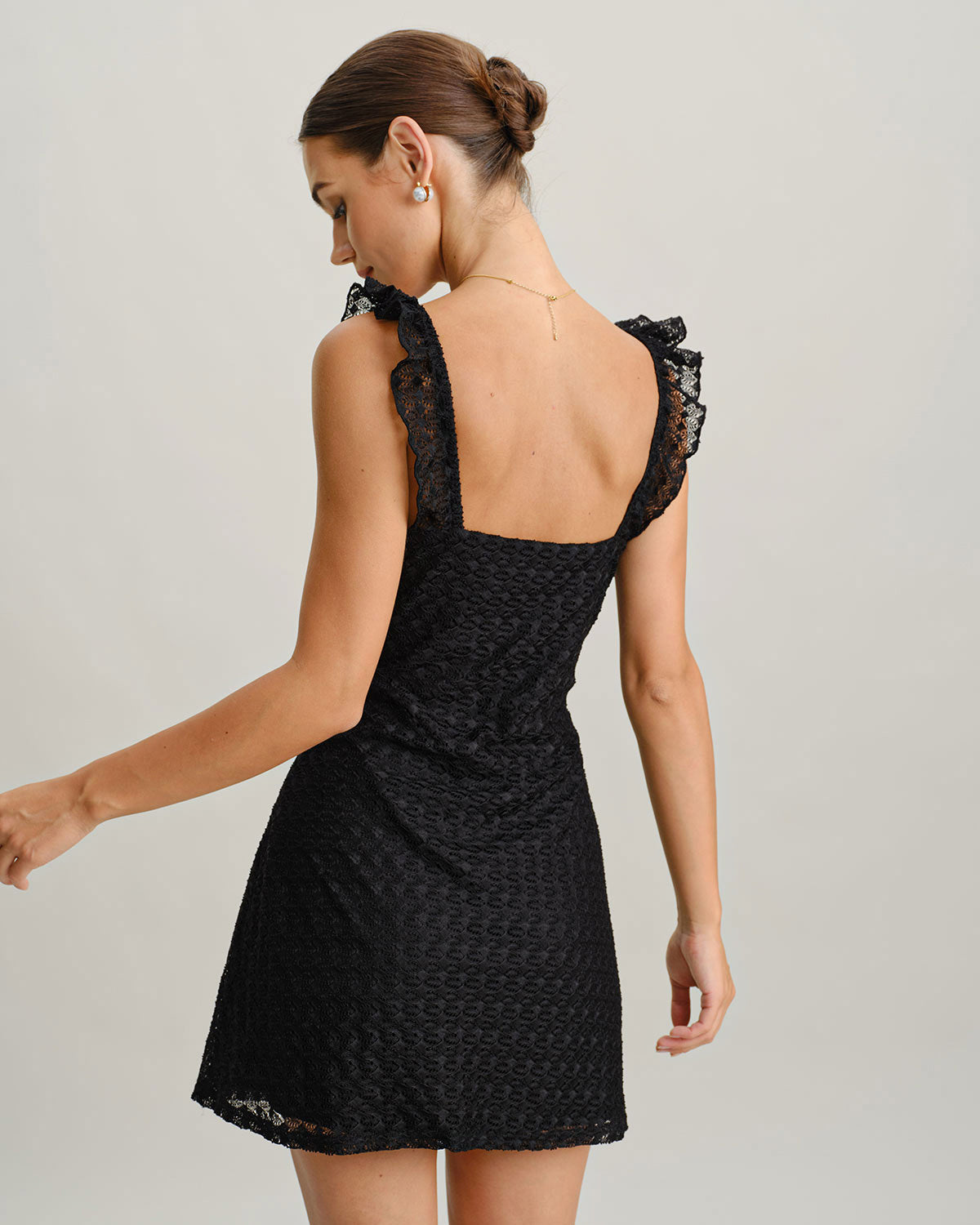Black V Neck A-Line Slip Mini Dress