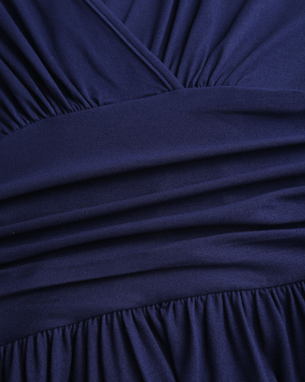 Blue V Neck Shirred A-Line Mini Dress