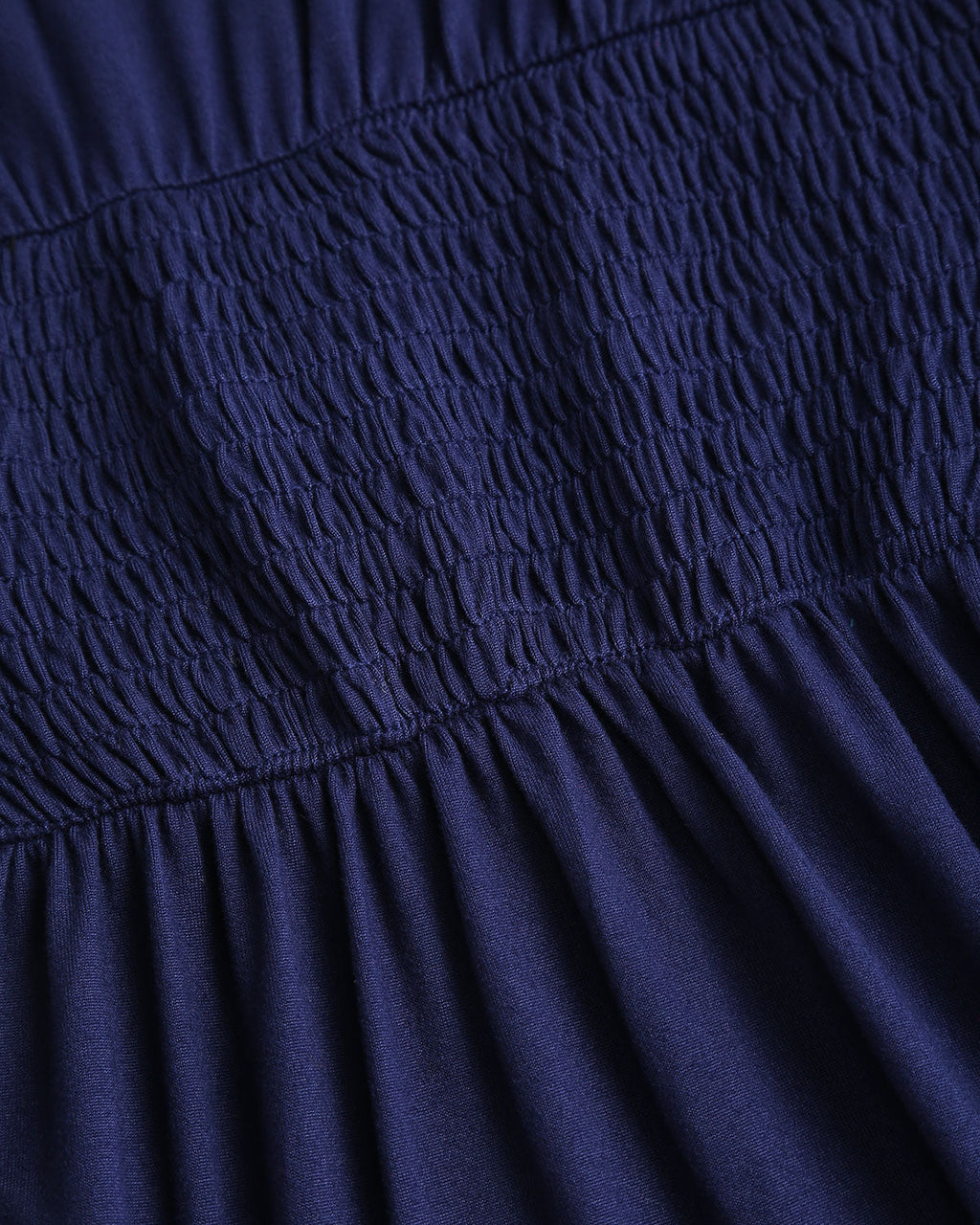 Blue V Neck Shirred A-Line Mini Dress