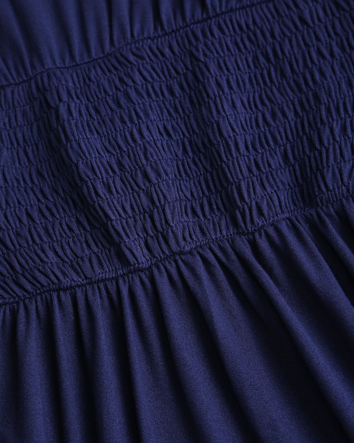 Blue V Neck Shirred A-Line Mini Dress