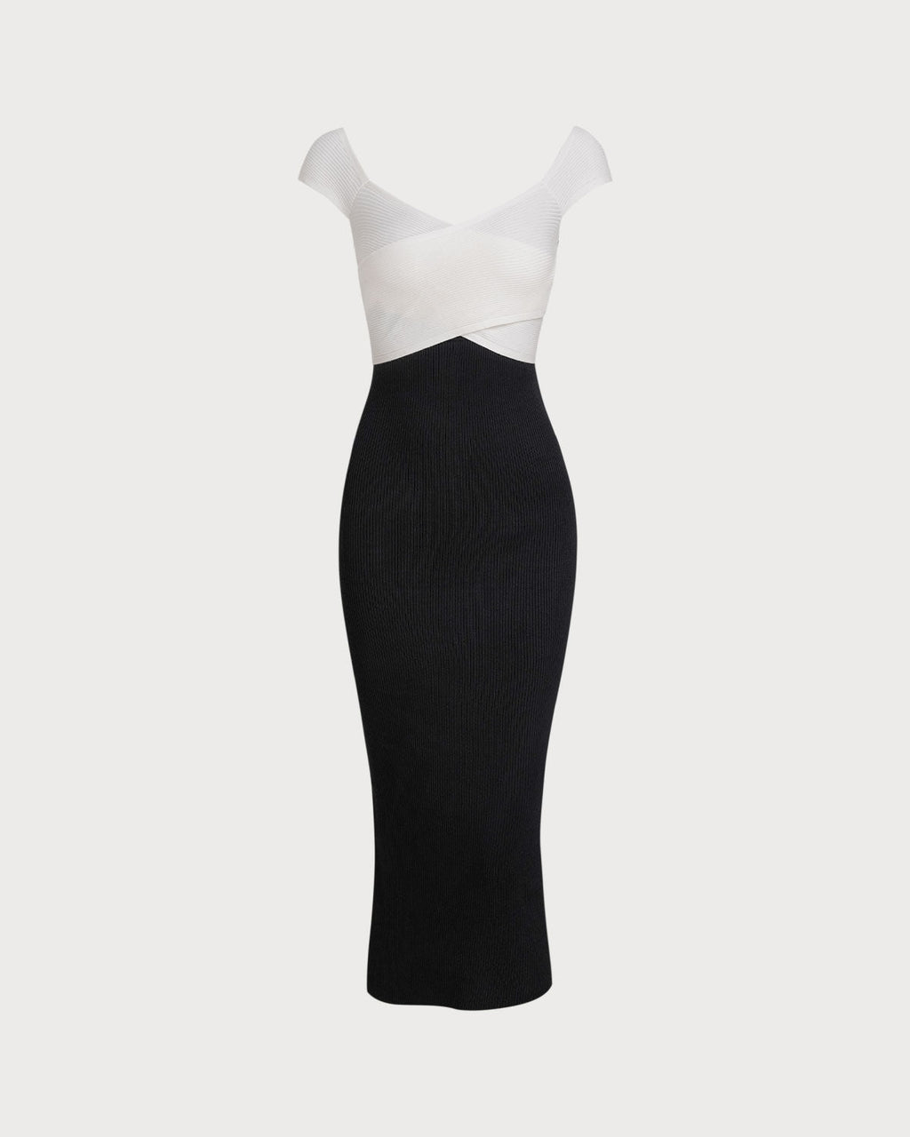 Black Contrast Bodycon Slip Sweater Dress