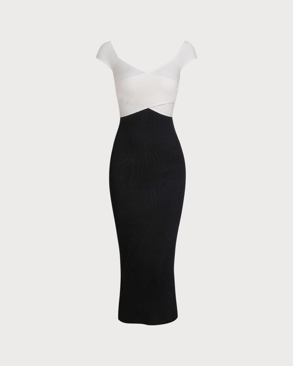 Black Contrast Bodycon Slip Sweater Dress