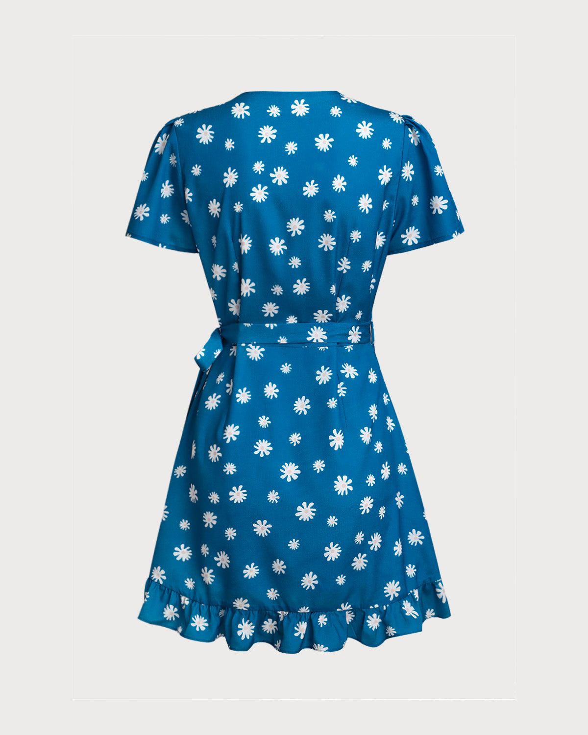 Blue Floral Wrap Mini Dress