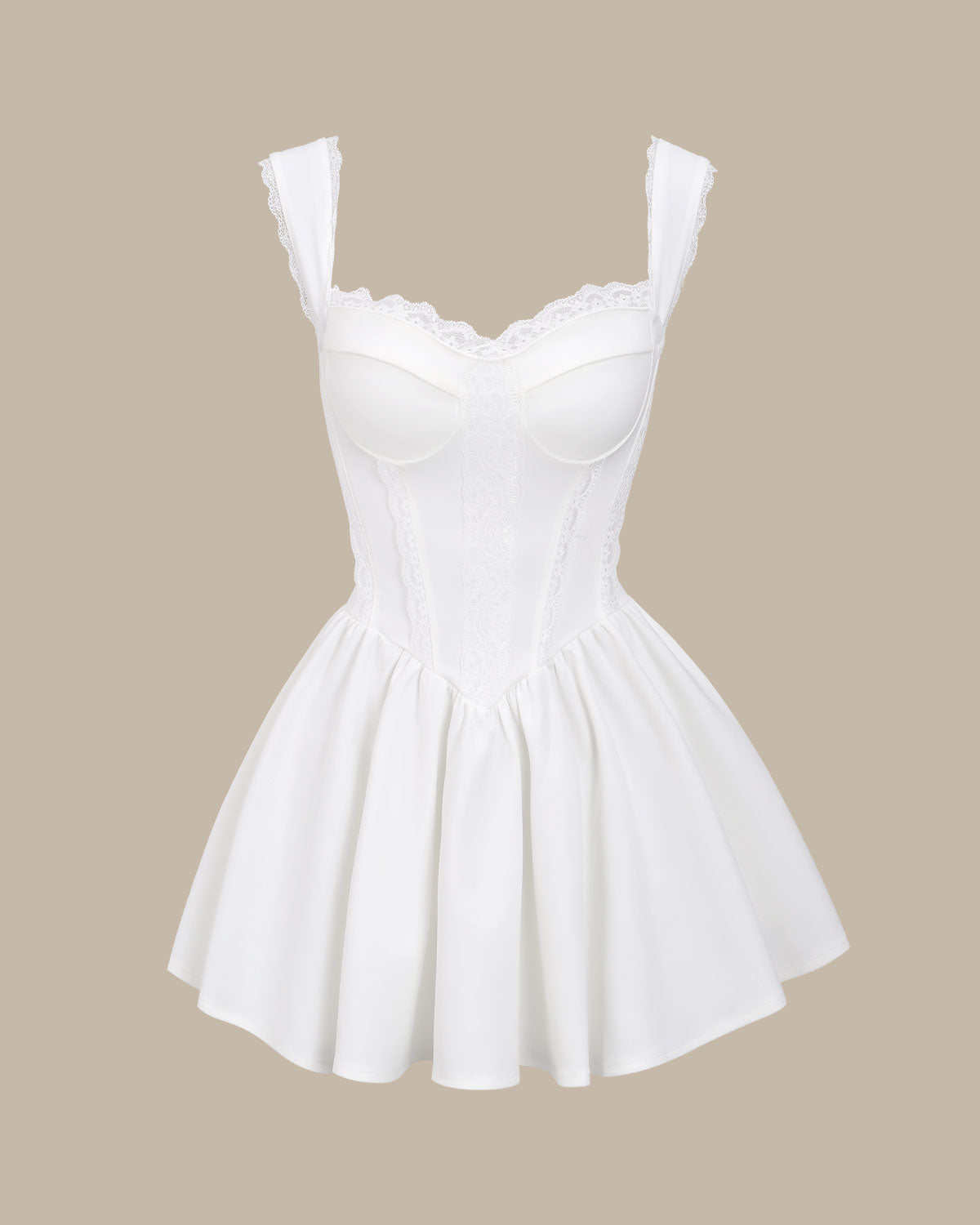 Bettydress-White Sweetheart Neck Corset Slip Mini Dress