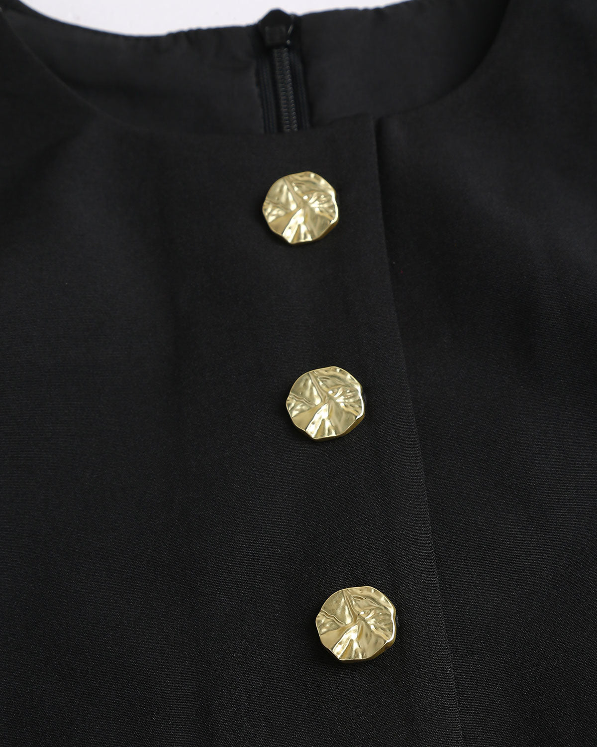 Black A-Line Button Mini Dress