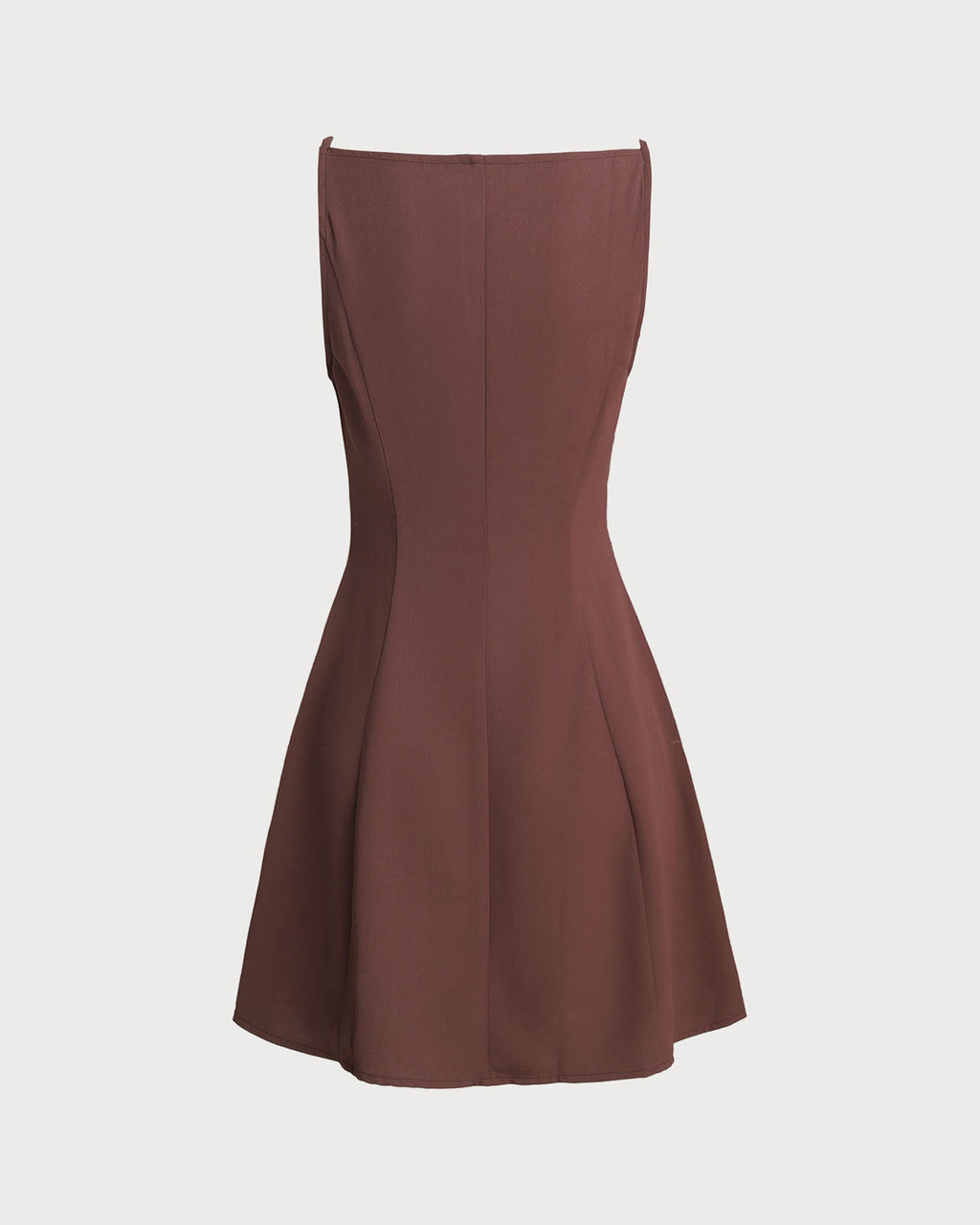 Brown Button Pleated Slip Mini Dress